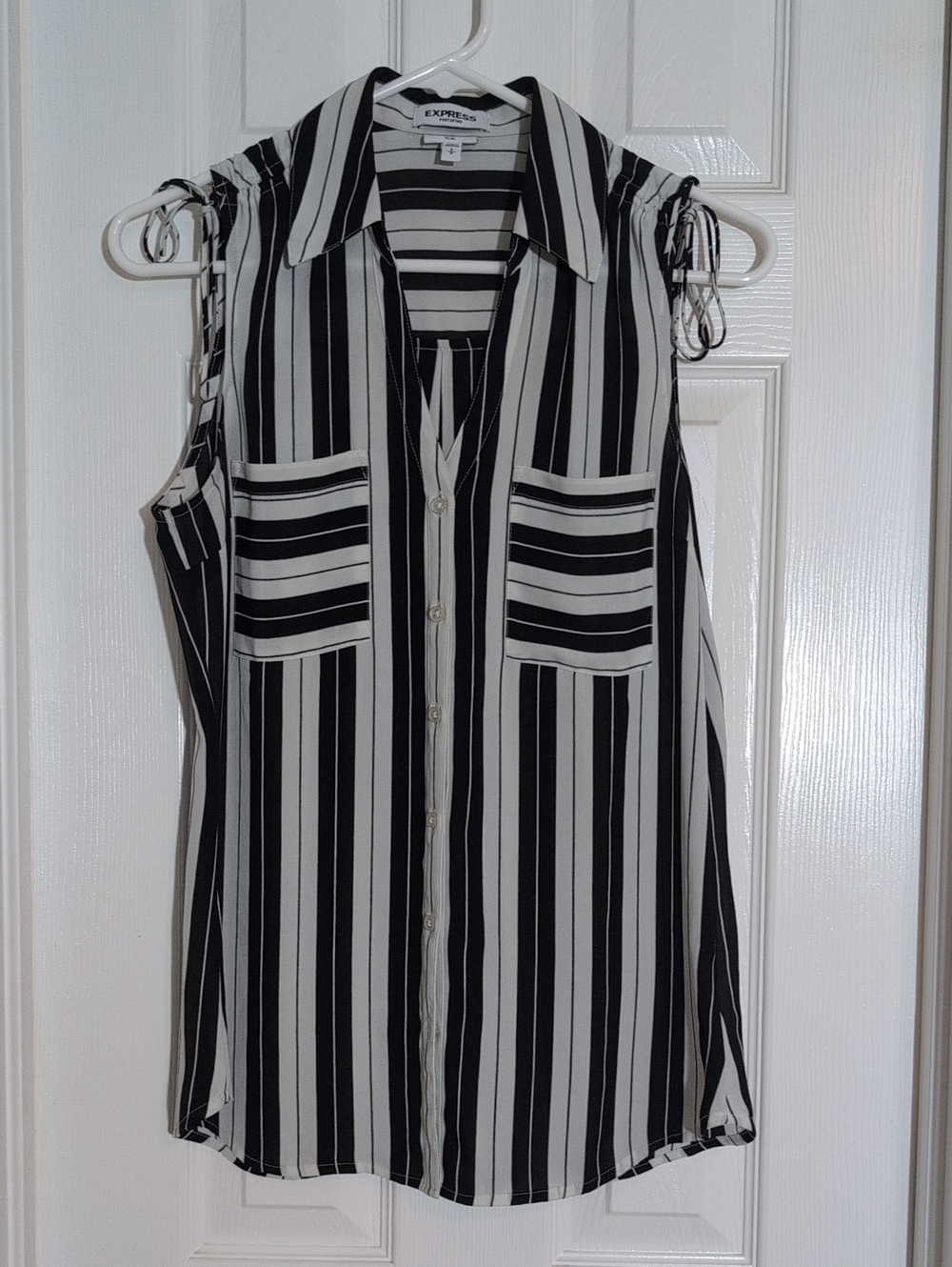 Express Portofino Striped Blouse Black & White Small